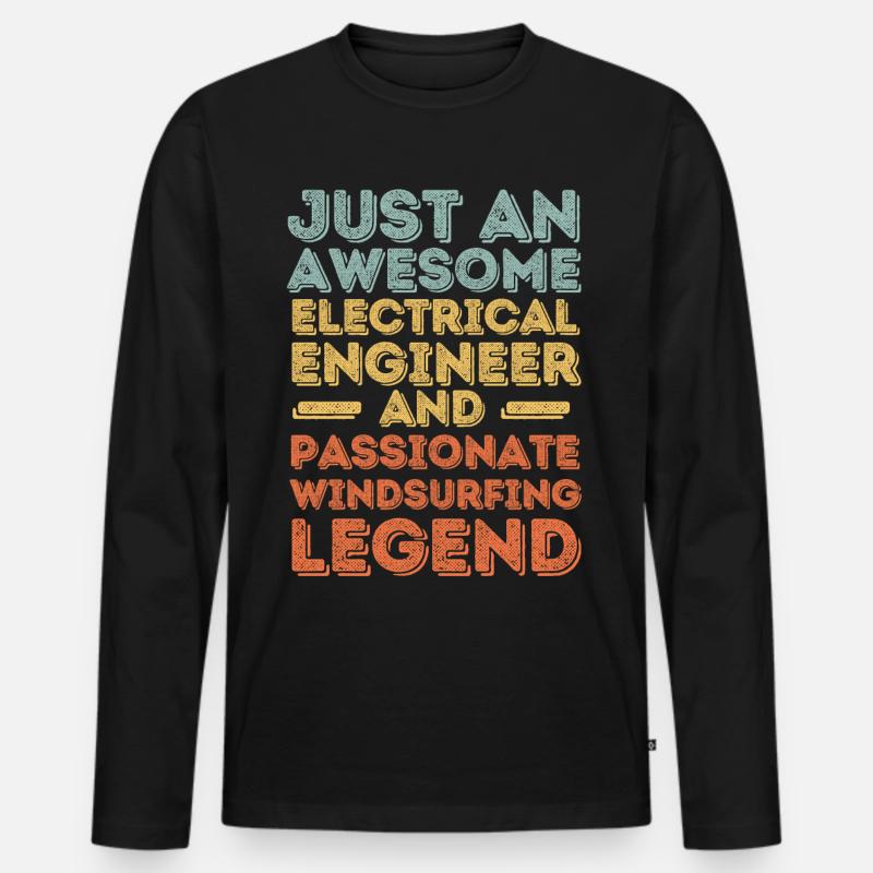 Elektroingenieur Windsurfen retro - Männer Premium Bio Langarmshirt - Schwarz