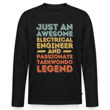 Electrical engineer Taekwondo retro - Men's Premium Organic Long Sleeve Shirt - black - Front - Nico (187cm)