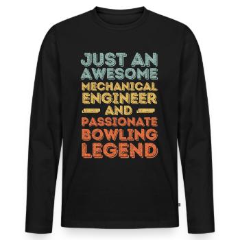 Maschinenbauingenieur Bowling retro - Männer Premium Bio Langarmshirt - Schwarz - Vorne - Nico (187cm)