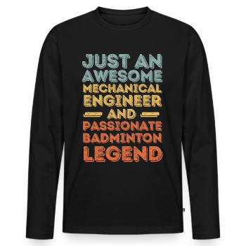 Mechanical Engineer Badminton retro - Men's Premium Organic Long Sleeve Shirt - black - Front - Nico (187cm)