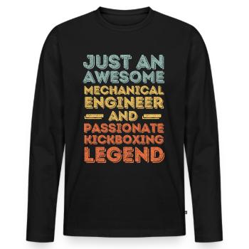 Mechanical Engineer Kickboxing retro - Men's Premium Organic Long Sleeve Shirt - black - Front - Nico (187cm)