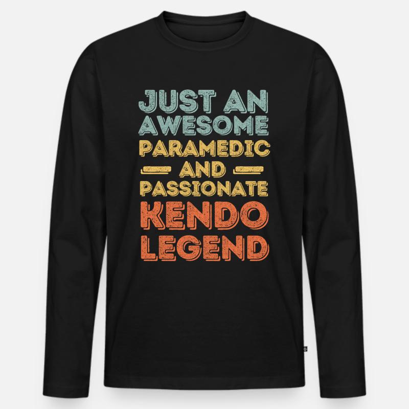 Sanitäter Kendo retro - Männer Premium Bio Langarmshirt - Schwarz