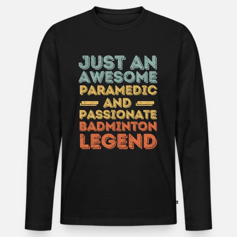 Sanitäter Badminton retro - Männer Premium Bio Langarmshirt - Schwarz