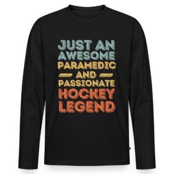 Paramedic Hockey retro - Men's Premium Organic Long Sleeve Shirt - black - Front - Nico (187cm)