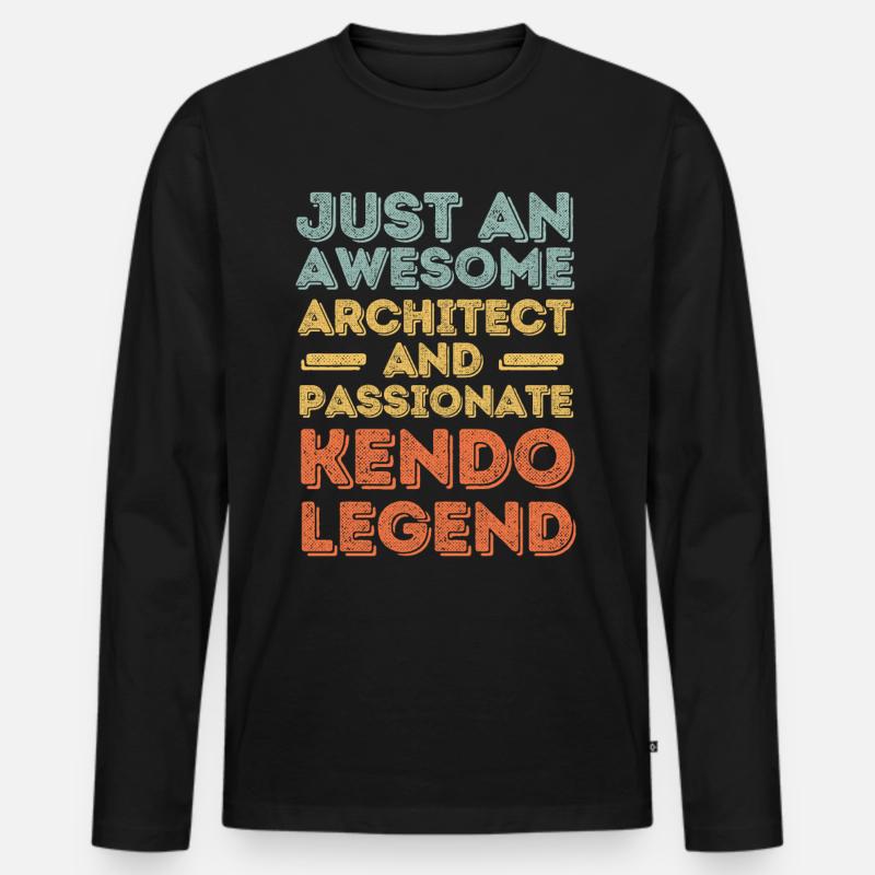 Architekt Kendo retro - Männer Premium Bio Langarmshirt - Schwarz