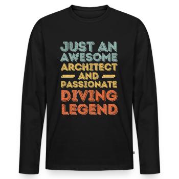 Architecte Plongée rétro - T-shirt manches longues Premium bio Homme - noir - Devant - Nico (187cm)