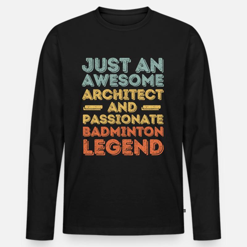 Architekt Badminton retro - Männer Premium Bio Langarmshirt - Schwarz