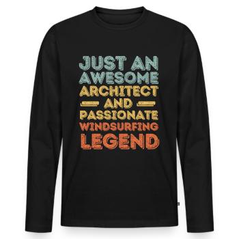 Architekt Windsurfen retro - Männer Premium Bio Langarmshirt - Schwarz - Vorne - Nico (187cm)