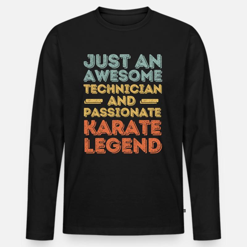 Techniker Karate retro - Männer Premium Bio Langarmshirt - Schwarz