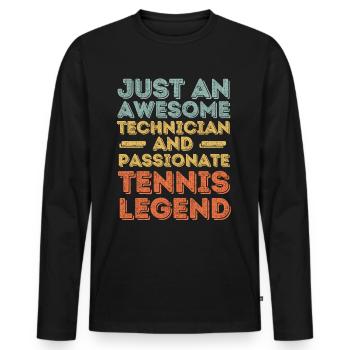 Technicien Tennis rétro - T-shirt manches longues Premium bio Homme - noir - Devant - Nico (187cm)