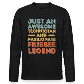 Technician Frisbee retro - Men's Premium Organic Long Sleeve Shirt - black - Front - Nico (187cm)