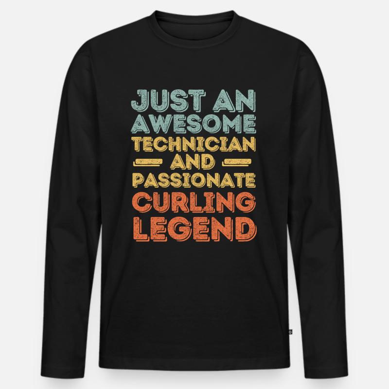 Techniker Curling retro - Männer Premium Bio Langarmshirt - Schwarz