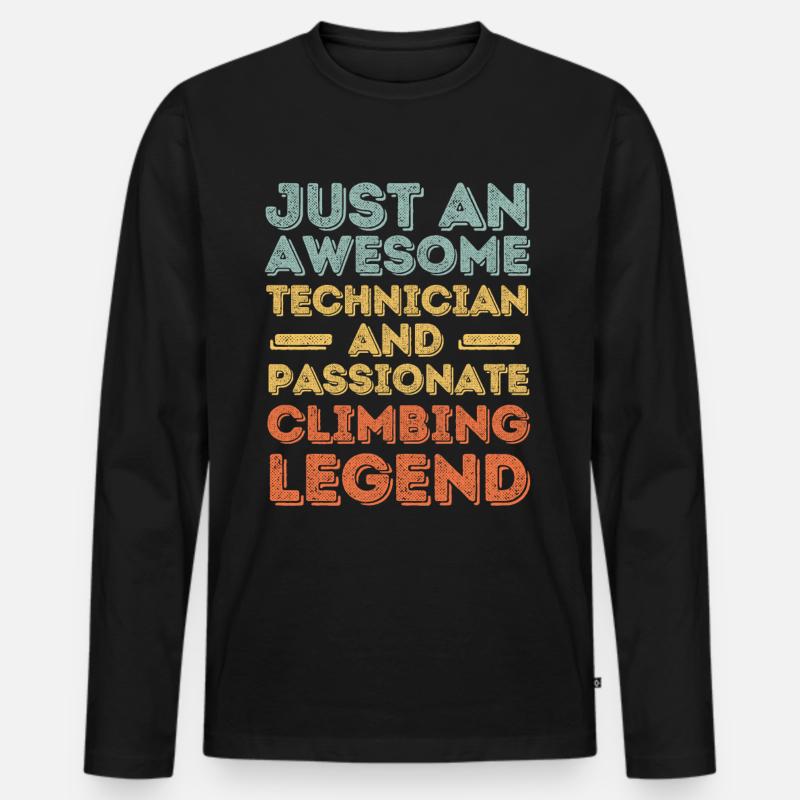 Techniker Klettern retro - Männer Premium Bio Langarmshirt - Schwarz