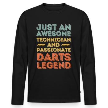 Technician Darts retro - Men's Premium Organic Long Sleeve Shirt - black - Front - Nico (187cm)