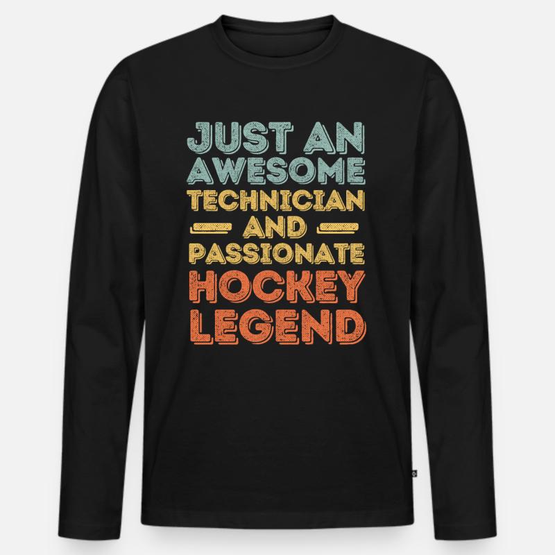 Techniker Hockey retro - Männer Premium Bio Langarmshirt - Schwarz