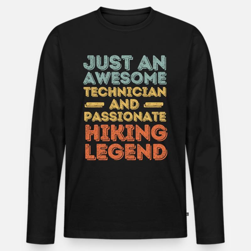 Techniker Wandern retro - Männer Premium Bio Langarmshirt - Schwarz