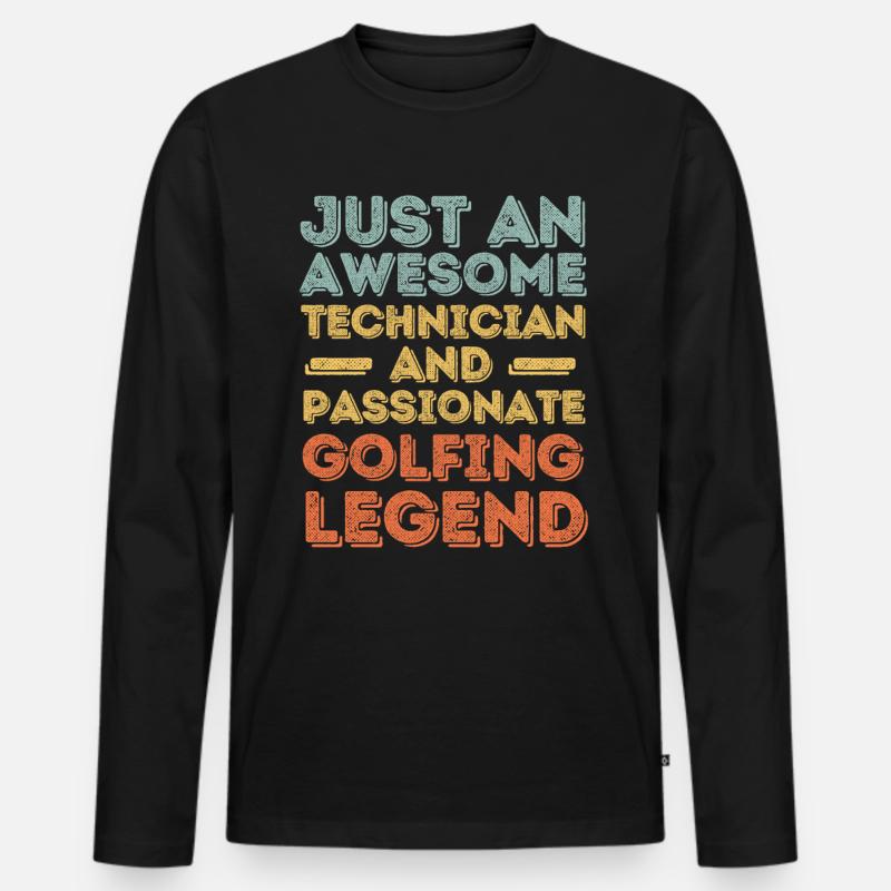 Techniker Golf retro - Männer Premium Bio Langarmshirt - Schwarz
