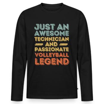 Technicien Volleyball rétro - T-shirt manches longues Premium bio Homme - noir - Devant - Nico (187cm)