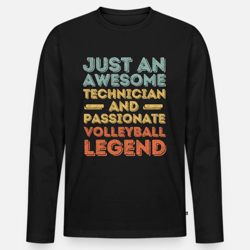 Techniker Volleyball retro - Männer Premium Bio Langarmshirt - Schwarz