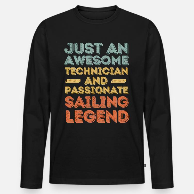 Techniker Segeln retro - Männer Premium Bio Langarmshirt - Schwarz