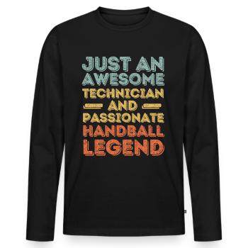 Technicien Handball rétro - T-shirt manches longues Premium bio Homme - noir - Devant - Nico (187cm)