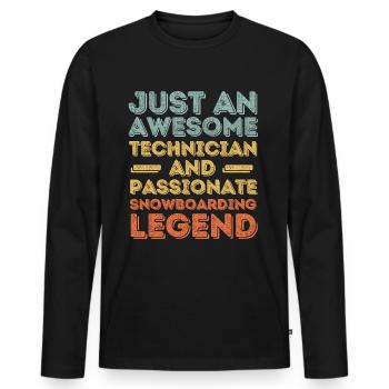 Technicien Snowboard rétro - T-shirt manches longues Premium bio Homme - noir - Devant - Nico (187cm)