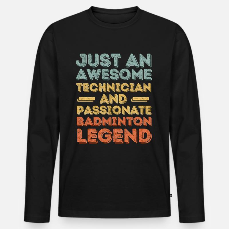 Techniker Badminton retro - Männer Premium Bio Langarmshirt - Schwarz