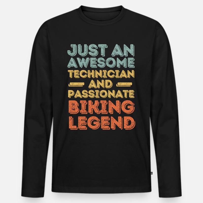 Techniker Radfahren retro - Männer Premium Bio Langarmshirt - Schwarz