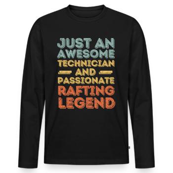 Technicien rafting rétro - T-shirt manches longues Premium bio Homme - noir - Devant - Nico (187cm)
