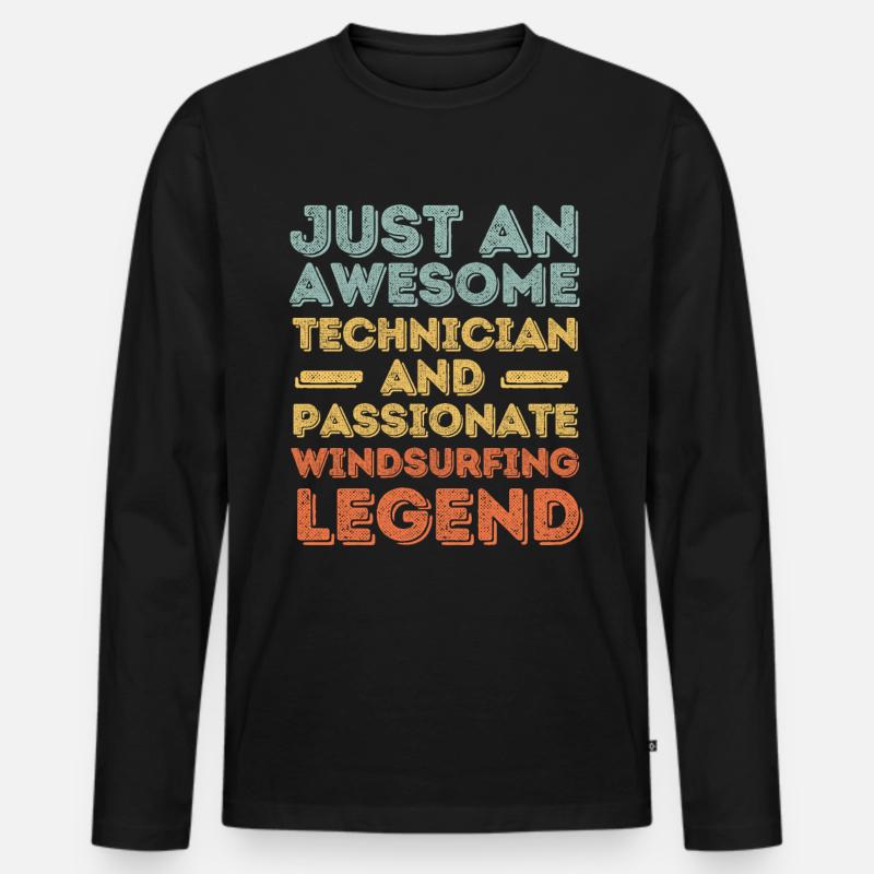 Techniker Windsurfen retro - Männer Premium Bio Langarmshirt - Schwarz