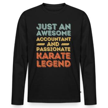 Comptable Karaté rétro - T-shirt manches longues Premium bio Homme - noir - Devant - Nico (187cm)