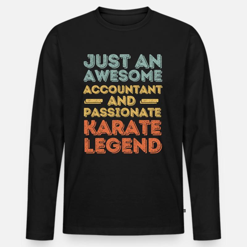 Buchhalter Karate retro - Männer Premium Bio Langarmshirt - Schwarz