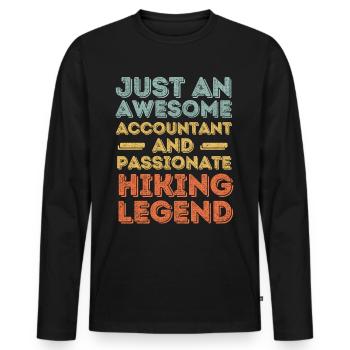 Buchhalter Wandern retro - Männer Premium Bio Langarmshirt - Schwarz - Vorne - Nico (187cm)