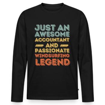 Buchhalter Windsurfen retro - Männer Premium Bio Langarmshirt - Schwarz - Vorne - Nico (187cm)