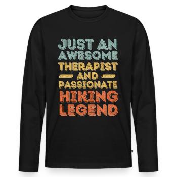 Therapeut Wandern retro - Männer Premium Bio Langarmshirt - Schwarz - Vorne - Nico (187cm)
