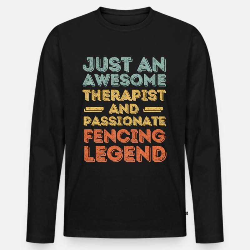 Therapeut Fechten retro - Männer Premium Bio Langarmshirt - Schwarz