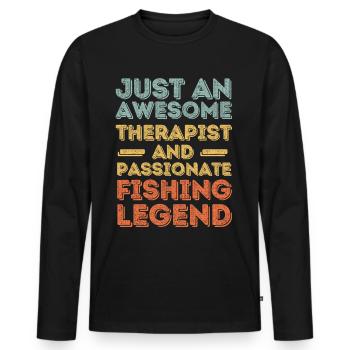 Therapeut Angeln retro - Männer Premium Bio Langarmshirt - Schwarz - Vorne - Nico (187cm)