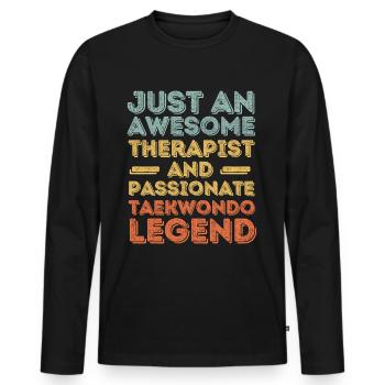 Therapeut Taekwondo retro - Männer Premium Bio Langarmshirt - Schwarz - Vorne - Nico (187cm)