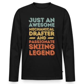 Technical draughtsman ski retro - Men's Premium Organic Long Sleeve Shirt - black - Front - Nico (187cm)