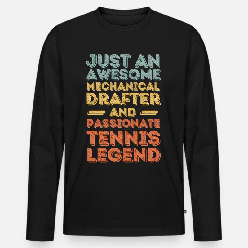 Technischer-Zeichner Tennis retro - Männer Premium Bio Langarmshirt - Schwarz
