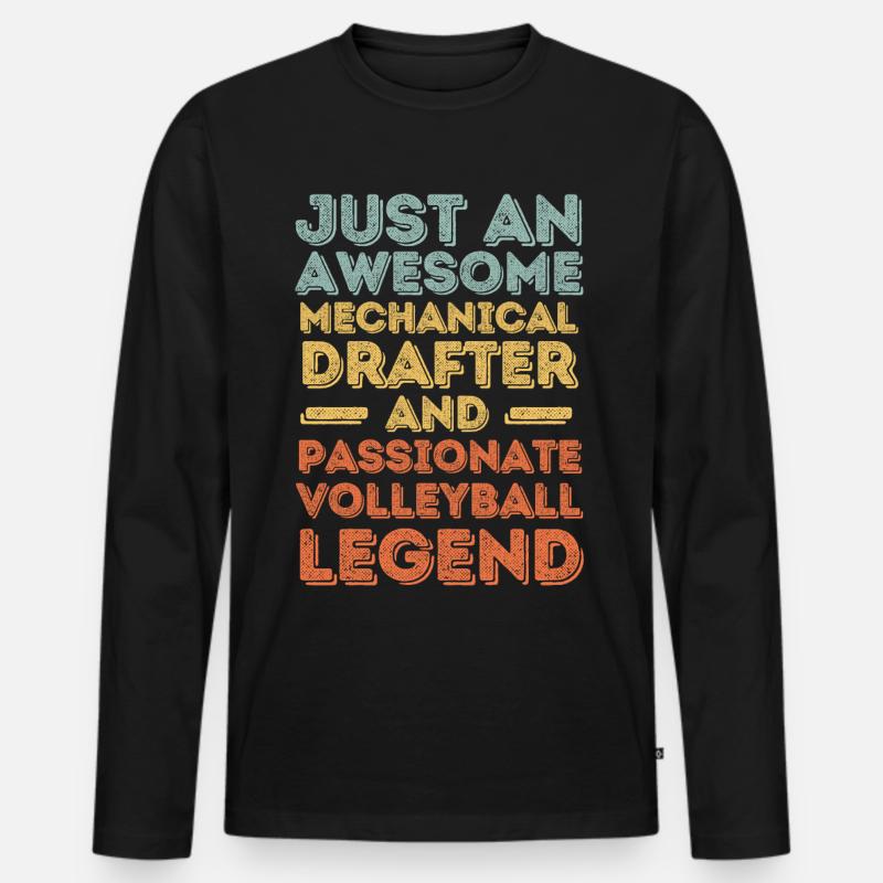 Technischer-Zeichner Volleyball retro - Männer Premium Bio Langarmshirt - Schwarz