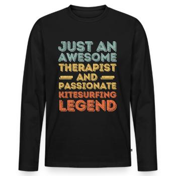 Thérapeute Kitesurf rétro - T-shirt manches longues Premium bio Homme - noir - Devant - Nico (187cm)