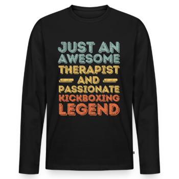 Therapeut Kickboxen retro - Männer Premium Bio Langarmshirt - Schwarz - Vorne - Nico (187cm)