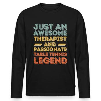 Thérapeute tennis de table rétro - T-shirt manches longues Premium bio Homme - noir - Devant - Nico (187cm)