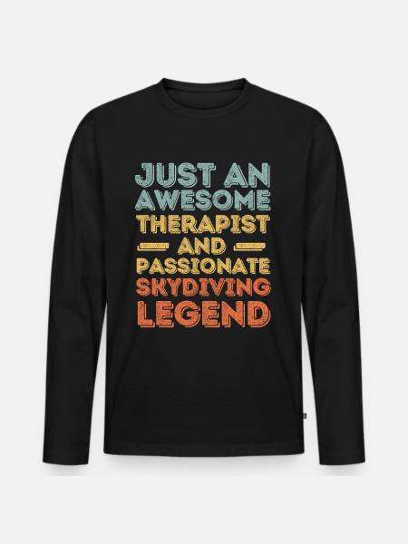 Therapist Skydiving retro - Men's Premium Organic Long Sleeve Shirt - black