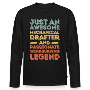 Technical draughtsman windsurfing retro - Men's Premium Organic Long Sleeve Shirt - black - Front - Nico (187cm)