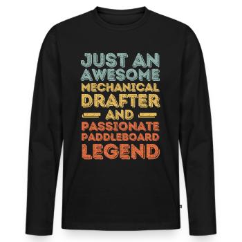 Technischer-Zeichner Paddleboard retro - Männer Premium Bio Langarmshirt - Schwarz - Vorne - Nico (187cm)