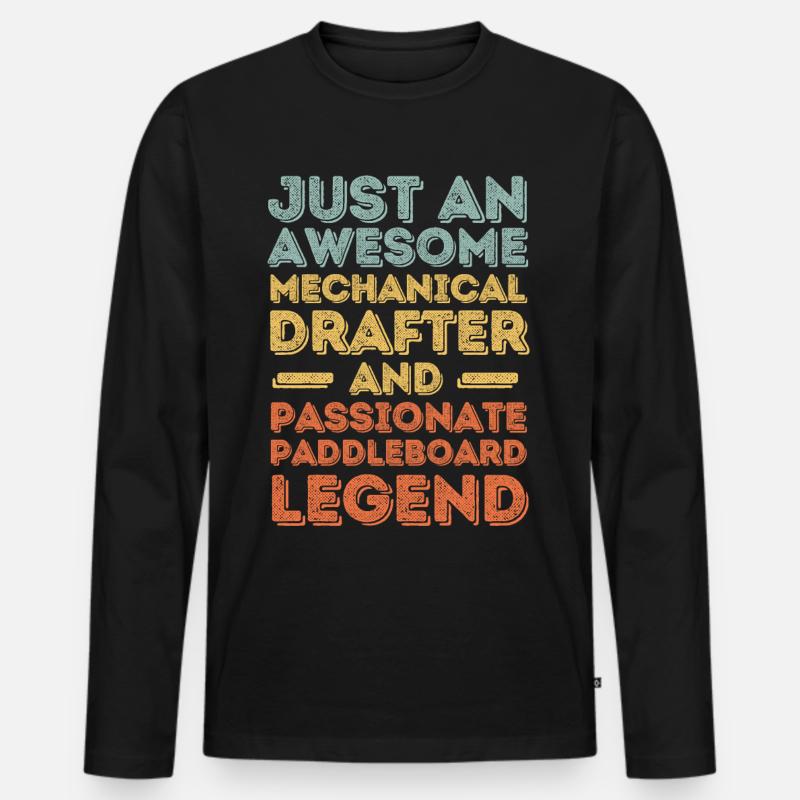 Technischer-Zeichner Paddleboard retro - Männer Premium Bio Langarmshirt - Schwarz