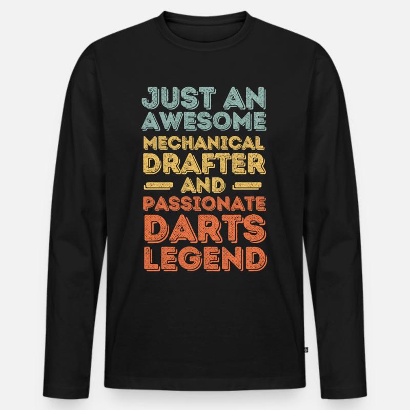 Technischer-Zeichner Darts retro - Männer Premium Bio Langarmshirt - Schwarz