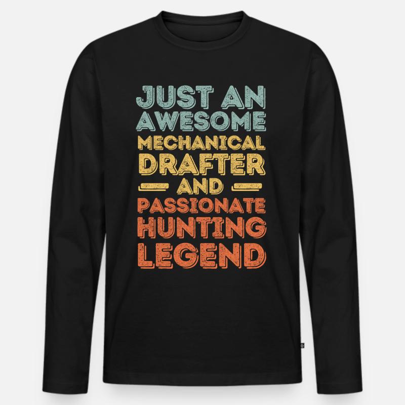 Technischer-Zeichner Jagen retro - Männer Premium Bio Langarmshirt - Schwarz